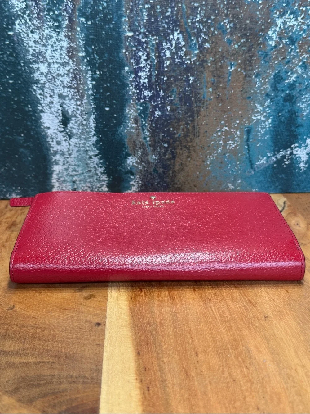 Kate Spade Classic Red Pebbled Leather Double Zip Wristlet Wallet